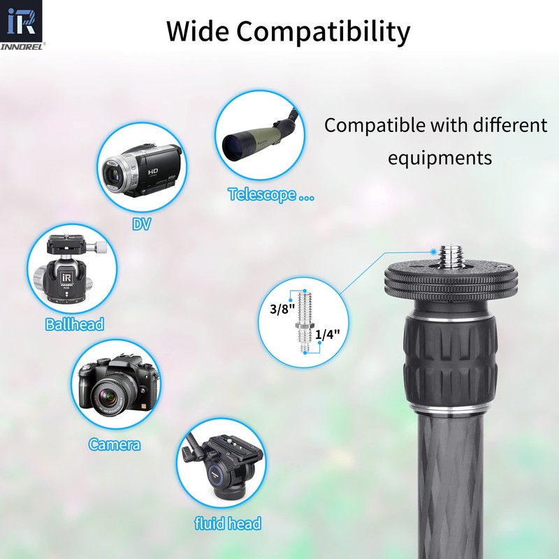 INNOREL ER222C Universal Carbon Fiber Tripod Center Column Extension Pole