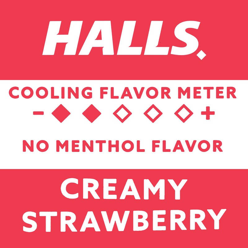 HALLS Throat Soothing (Previously HALLS Breezers) Creamy Strawberry Throat Drops,