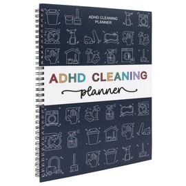 Sonjade ADHD Cleaning Planner, Tidy Minds Daily Weekly Monthly Household Family Planning Task Organizer Book Calendar, Spiral Bound Clean Schedule and Checklist Notebook Journal with Visual Icons, 8.5 x 11.2 Inch (Navy Blue)