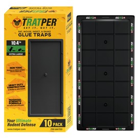 Tratper Glue Traps for Mice,Rat,Mouse,Snake,Lizard,Insect. 10 Pack. Extra Strength,Pre-Baited Adhesive.Heavy Duty Plastic Tray.Non-Toxic,Chemical-Free Pest Control for Home. 10Pack