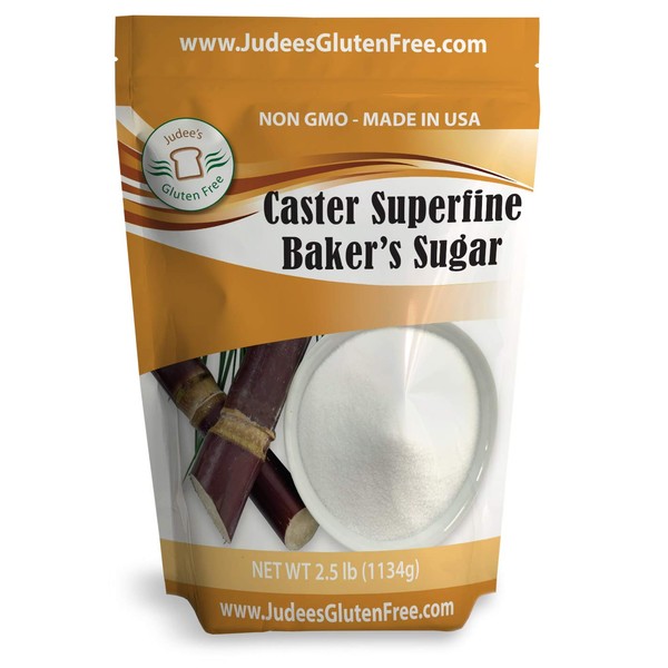 Judee's Superfine Caster Baker's Sugar (2.5 lbs) Non-GMO ~ Made in USA ~ Packaged in a Gluten and Nut Free Facility