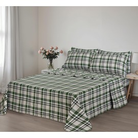 RUVANTI Flannel Sheets Full Size 6 Pcs - 100% Cotton Double Brushed Bed Sheets, Deep Pockets 16 Inches, All Seasons Breathable, Extra Soft & Comfy Full Size Sheets Set, Olive Brown