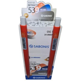 Bolígrafo Óleo Gel Sabonis Og539 Triangular Retractil Caja con 24 Piezas (Rojo)