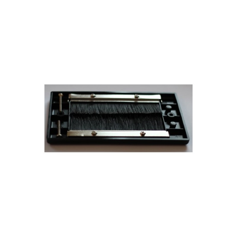 Black Double Gang Brush Strip Wallplate/Wall Plate/Faceplate Cable Tidy by