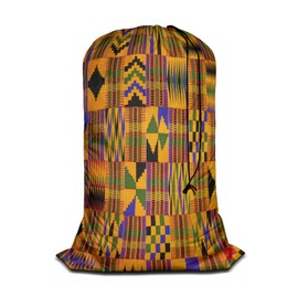 Swono African Traditional Printed XL Laundry Bags, Drawstring Closure Dirty Clothes Bag, Heavy Duty Large Laundry Bag, Ethnic Tribal Pattern Rip-Stop Bags, Machine Washable 28" x 40", Geometric