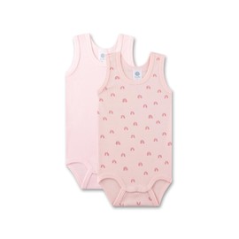Sanetta Baby Bodysuit Sleeveless (Twin Pack) Beige | High-Quality and Sustainable Unisex Bodysuit Made of Organic Cotton Contents: Set of 2 Baby Bodysuit, pink
