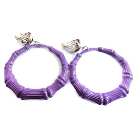 Clip-on Earrings Bamboo Earrings 2 inch Hoop Earrings Lightweight Assorted Colors, Wood, 0