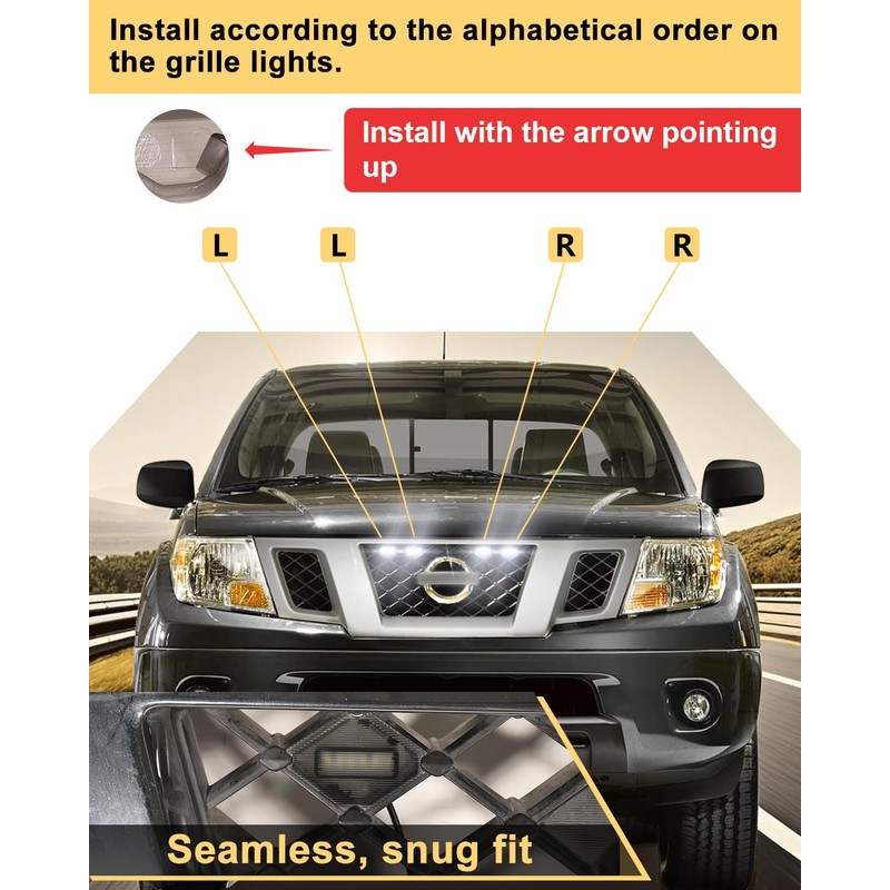 OKLSG LED Front Grill Lights for Nissan Frontier 2009-2021 Raptor