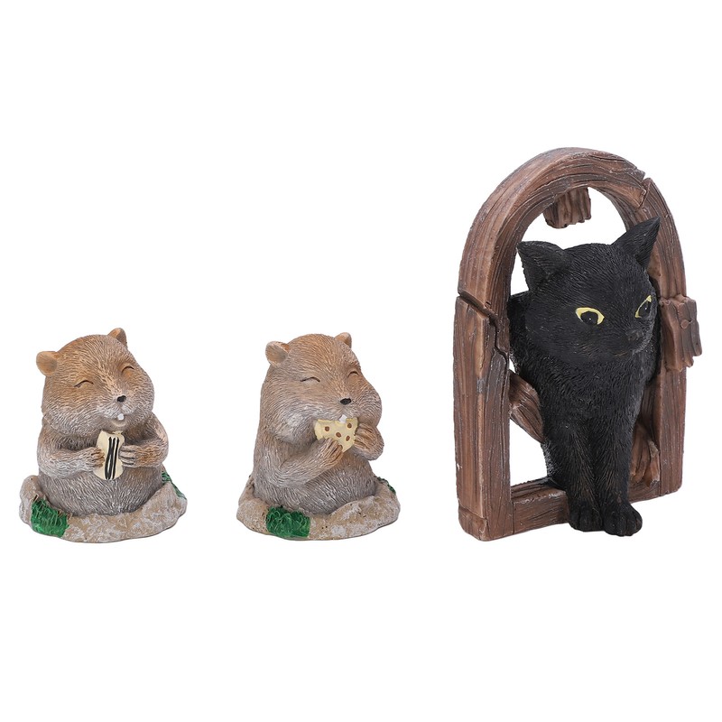 3 Pcs Gopher Ornaments Resin Simulation Animal Cat Gopher Garden
