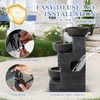 Outdoor 4-Tiers Water Fountain, Garden Cascading Waterfalls Fountain with 4