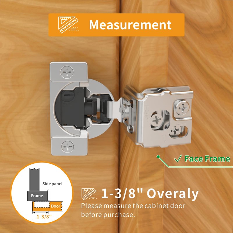 Chibery 30 Pack 1-3/8" Overlay 4D Soft Close Concealed Hinges