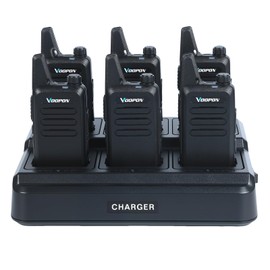 Voopon Rechargeable Walkie Talkies for Adults 22 FRS Channels Two-Way Radios with Earpieces 6 Way Multi Unit Gang Charger Long Range VOX Transceivers for Business Company Camping Church Shop (6 Pack)
