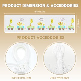 Thick Safety Net Stair Railing Children 6 x 0.9 m Protective Net Railing Stair with 30 Nylon Rope and 60 Long Buckle Straps Stair Protection Net for Balcony Patio Fences