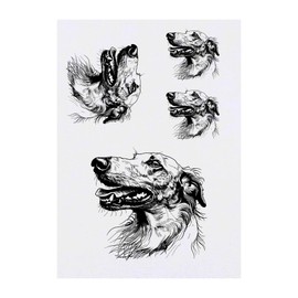 4 x 'Borzoi Dog Portrait' Temporary Tattoos (TO00073024)
