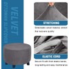 Velvet Plush Ottoman Cover,Super Stretch Round Ottoman Slipcover Washable Storage