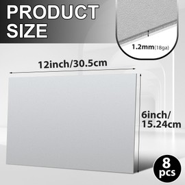 Hicarer 8 Pcs 18 Gauge Steel Sheet Metal, 6" x 12" x 0.05'' Rectangle Metal Plate Metal Sheets Steel Plate Stock for Crafting DIY Projects Home Industry