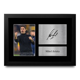 HWC Trading FR A4 Mikel Arteta Gifts Printed Signed Autograph Picture for Football Fans and Supporters - A4 Framed