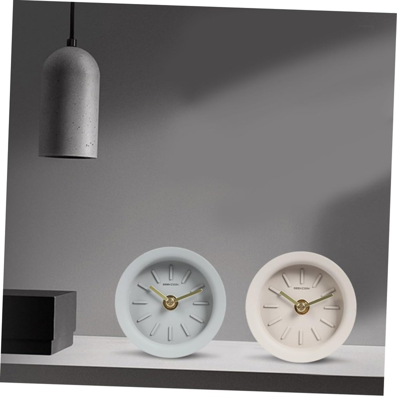 ORFOFE 1pc Industrial Style Mute Clock Light Grey Desktop Clock