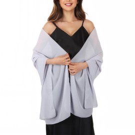 Lamca Pashmina Shawls and Wraps - Chiffon Shawl Wedding Evening Shawl for Women, silver
