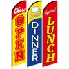 3 Pcs Swooper Restaurant Advertising Flags Now Open, Lunch and