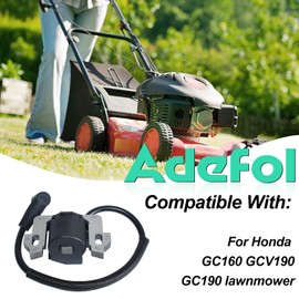 Adefol GCV160 Ignition Coil for Honda GC160 GCV190 GC190 Lawnmower Ignition Coil with Spark Plug BP5ES Replacement 30500-ZL8-004