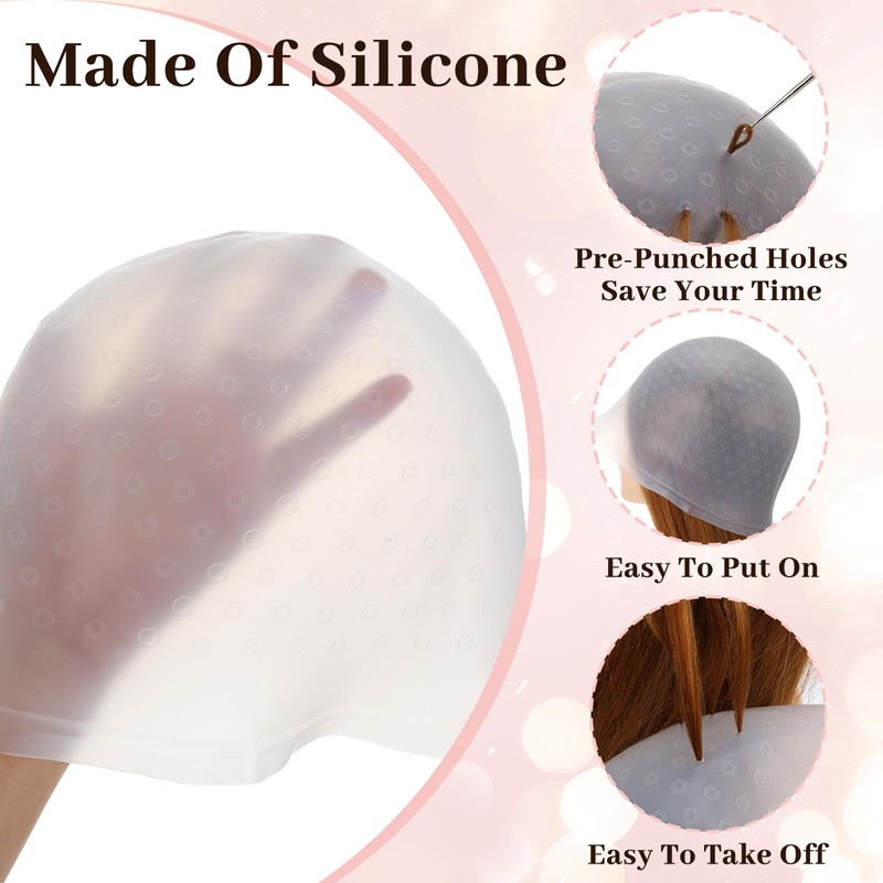 Heclia Self-Punching Silicone Highlight Cap for Hair 4pcs Silicone Professional