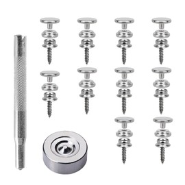 32 PCS Press Stud Kit, Stainless Steel Snap Fastener Tool 15mm Press Studs Snap Fasteners Screw Snaps Fastener Kit Silver for DIY Projects Boat Cover Wood Leather Crafts