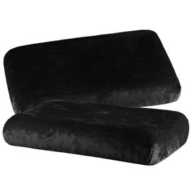 BaSaTex Cashmere Plush Cushion Covers Set of 2 for Neck Pillow and Health Pillow | Cuddly Soft Cushion Cover | Approx. 45-60 x 30-40 cm - 20 cm Bridge | Colour: Black