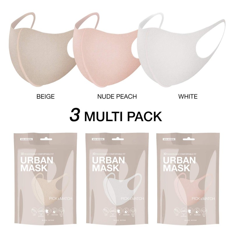 BasicSense 3 Pack – 3D Washable Reusable Thick Reinforced Plain