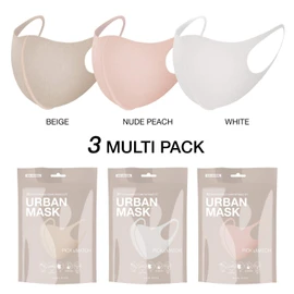 BasicSense 3 Pack – 3D Washable Reusable Thick Reinforced Plain Face Coverings Masks (Nude 3 Pack)