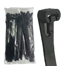EzySup Reusable Zip Ties Heavy Duty for Outdoor Use,300mm x 7.6mm,60 Pieces,Black