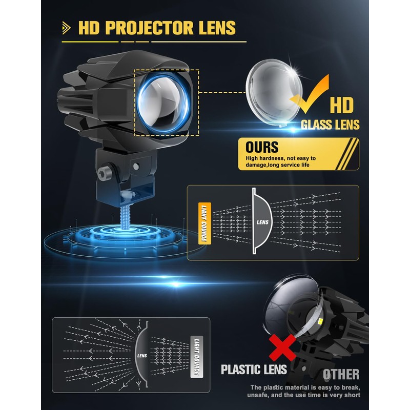 CO LIGHT LED Motorcycle Fog Lights 60W 18000LM Driving Auxiliary