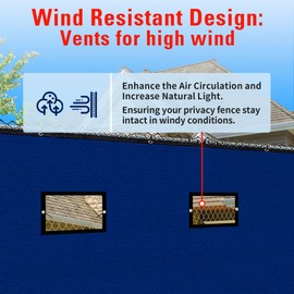 NEXCOVER Fence Privacy Screen 6’X12’ Outdoor Balcony Privacy Screen with Vent Wind-Proof Shade Cover for Deck, Patio, Pool, Industrial Facility, Construction Site