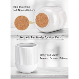 WOODWORD Pen Holder for Desk Aesthetic Ceramic Pencil Holder Cute Desk Accessories for Desk Organizer Modern Pen Cup for Your Office Decor