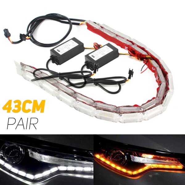 Xukey 2pc 17" LED Headlight Strip for Daytime Running Light