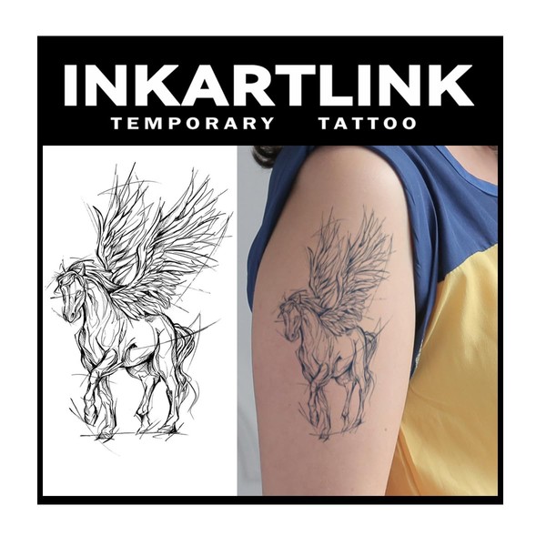 INKARTLINK Tattoo Tech, 2 Sheets Medium Semi Permanent Tattoo, Adult
