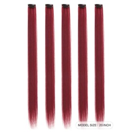 Straight Clip-in Hair Extensions, 20 inch long. 5 pcs. (Burgundy)