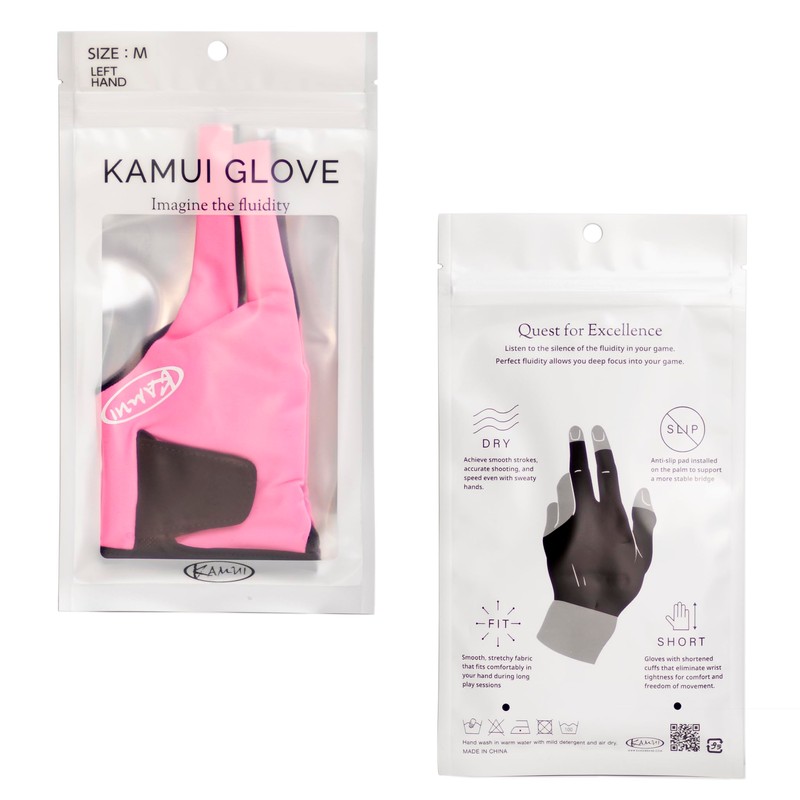 KAMUI Billiard Glove - Quickdry - for Left Hand (Pink,