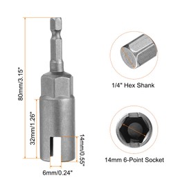 HARFINGTON H14 Wing Nut Driver 14mm Metric 6-Point Socket 1/4" Hex Shank Power Deep Slot Wing Nut Drill Bit CR-V Steel Wrench Impact Driver Tool for Panel Nuts Bolts Screw Eyes