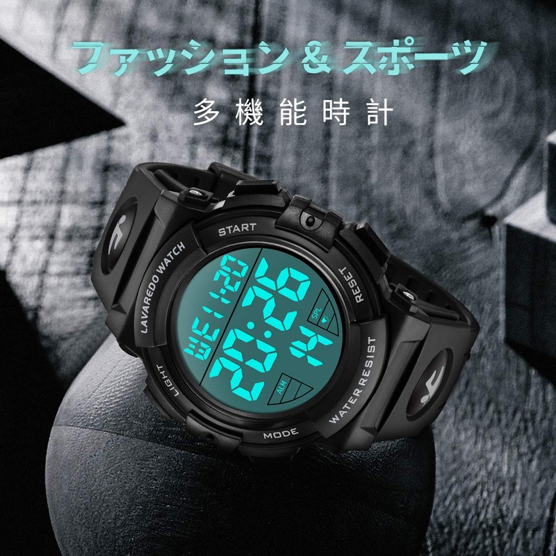 Senors Men's Digital Sports Wristwatch, 50 Meters Waterproof, Fashionable, Multifunctional,