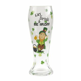 Compatible for Ganz Saint Patrick's Day 24oz 9"H Irish Shamrock Beer Pilsner Glass - ER38272 Be Irish