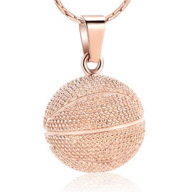 constantlife Cremation Jewelry for Ashes - Basketball Stainless Steel Memorial Pendant Urn Necklace Keepsake for Men Women (Rose Gold)
