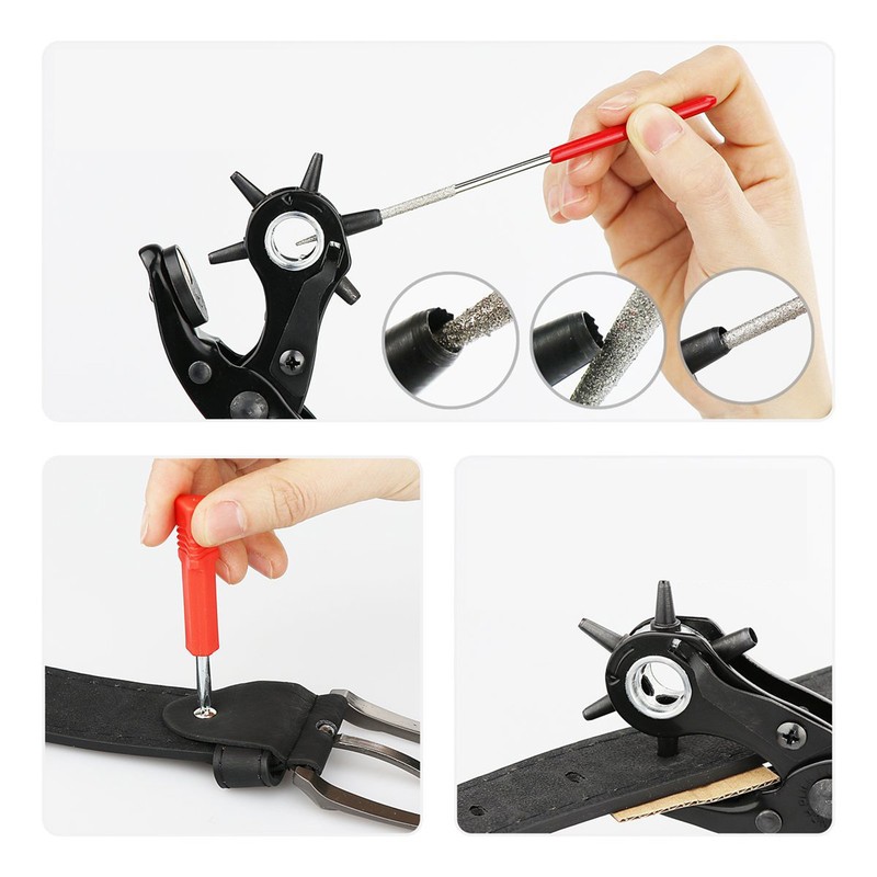 Manual Belt Punch Pliers Round Hole Multifunctional Revolving Hand Punch