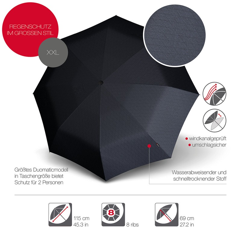 Knirps T.400 Pocket Umbrella Duomatic Men's Prints Pattern – Includes