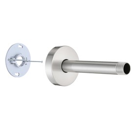 RAINREVIVE 6 Inch Straight Shower Arm with Flange and Stabilizer Bracket, Ceiling Mount Replacement Rain Shower Head 304 Stainless Steel Arm For Fixed Shower Head, Brushed Nickel