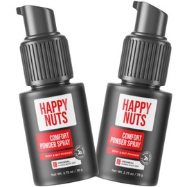 Happy Nuts Comfort Powder Spray: Anti Chafing & Mens Deodorant, Aluminum-Free, Sweat and Odor Control for Jock Itch, Groin and Men's Private Parts (2.75 Ounce (Pack of 2), Original)
