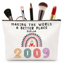 Aucuu Women's Cosmetic Bag, Birthday Makeup Bag, Makeup Bag, Portable Makeup Bag, Multi-Purpose Makeup Bag, Gifts for Birthday, Women, Mothers, Best Friends and Bridesmaids, #7 2009, 1