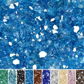 Skyflame 10-Pound Fire Glass for Fireplace Fire Pit and Landscaping, Pacific Blue Reflective, 1/2-Inch