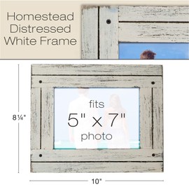 Rustic Shabby Chic White Weathered Distressed Vintage Style Wooden Picture Frame with Self-Stand Easel, Holds a 5"x7" Photo (Pack of 2)