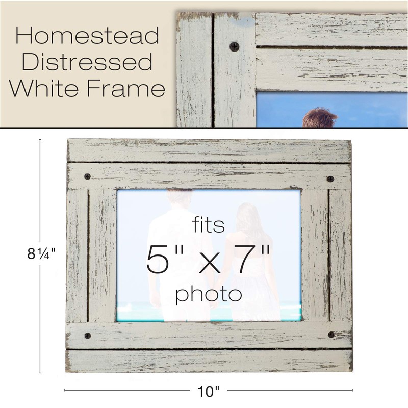 Rustic Shabby Chic White Weathered Distressed Vintage Style Wooden Picture